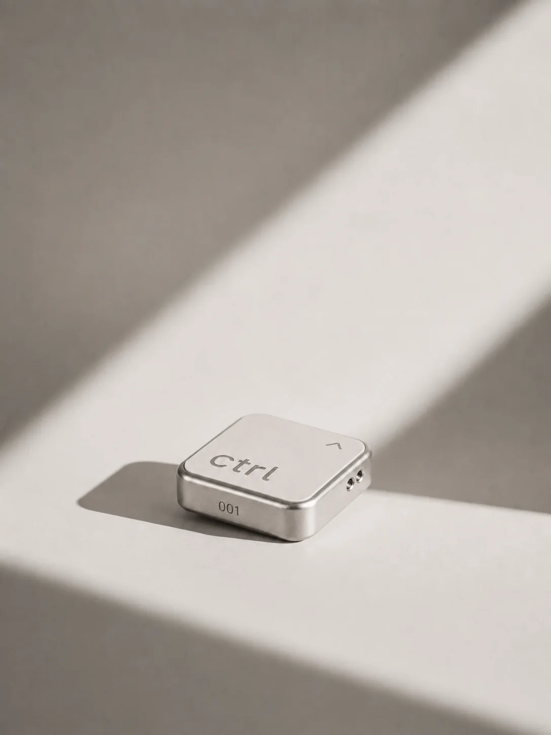 The ctrl key in soft window light on a warm surface